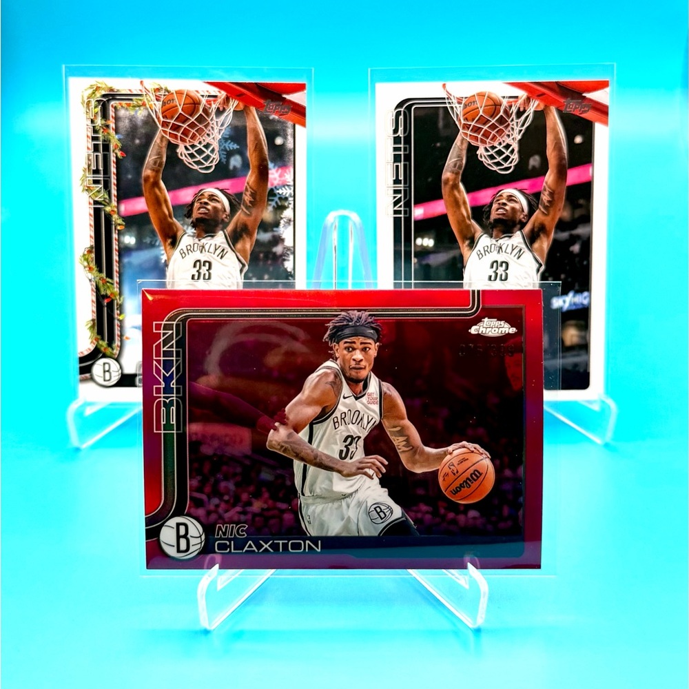🔥Nic Claxton Lot! 🔥Pink Topps Chrome Refractor 076/399 + Topps Holiday! 🤯